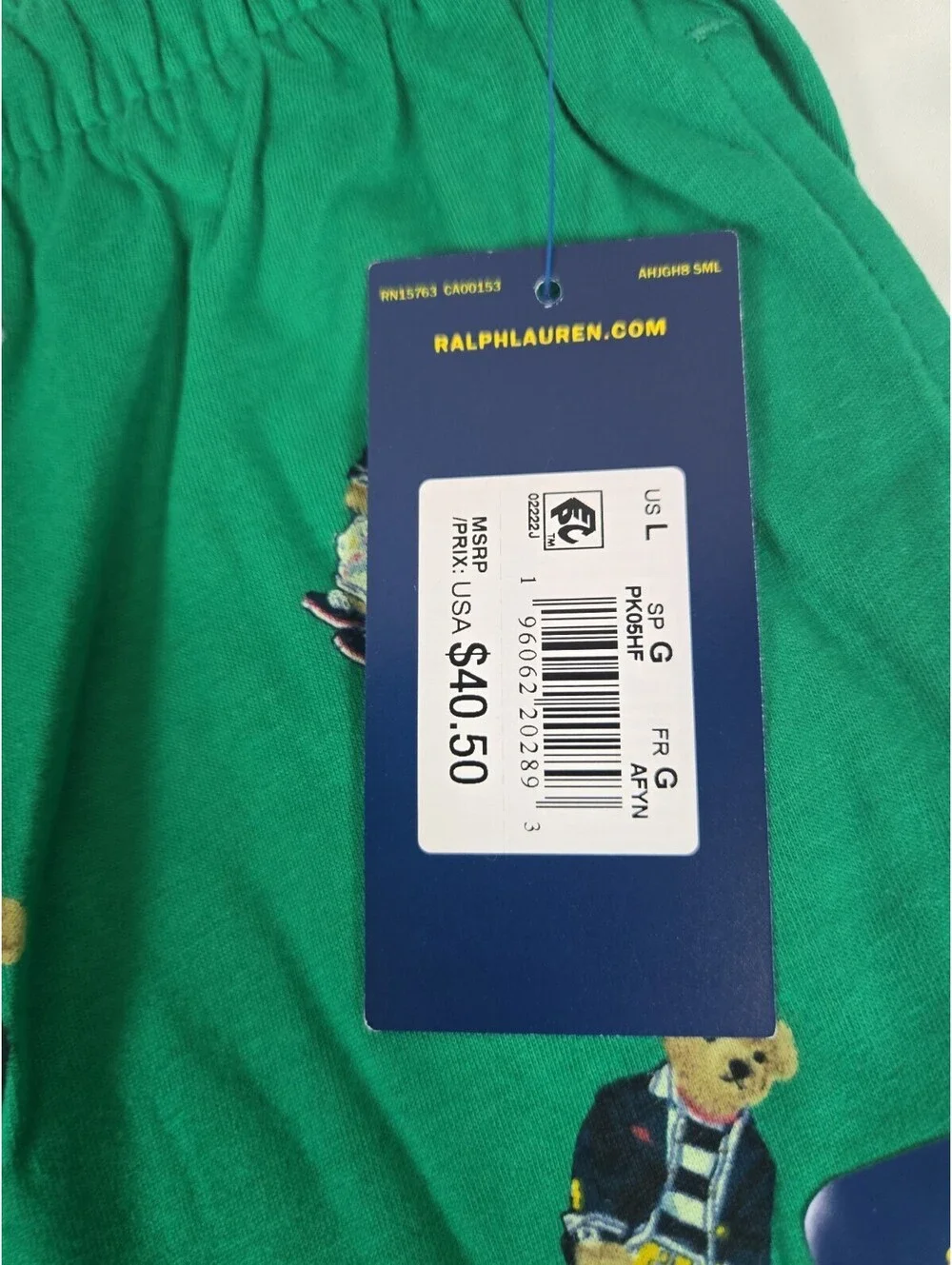 Polo Ralph Lauren Men's Green Polo Bear Graphic Jersey Sleep Shorts Large